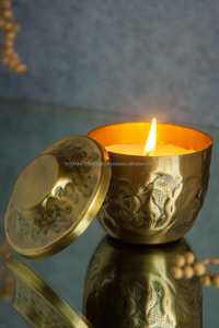 Antique Embossed Wax Filled Metal Jar Candle For Christmas Home Wedding Decor - Product Image 5