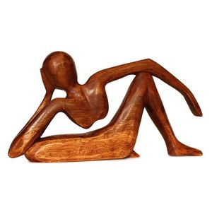 <b>Decorative</b> Wooden Yoga Woman Figurine For Modern Home Interior Meditation Room And Office <b>Table</b> Display - Product Image 1