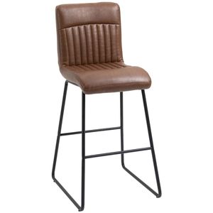 Sgabello da Bar Moderno in Pelle PU da 30 Pollici, Senza Braccioli, con Poggiapiedi, Sedia Alta per Cucina e Pub in Marrone/Nero - Product Image 1