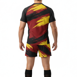 ชุดฝึกซ้อมรักบี้แบบซับลิเมชั่นสั่งทำขายส่ง เนื้อผ้าโพลีเอสเตอร์ผสมสแปนเด็กซ์ ระบายอากาศได้ดี ยืดหยุ่นสูง ชุดยูนิฟอร์มรักบี้แบบ OEM - Product Image 3