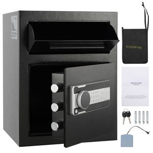 Coffre-fort électronique à code de 1,7 pieds cubes avec fente de dépôt, 2 clés de secours, 17,71 x 13,77 x 13,7 pouces, casiers de rangement - Product Image 1