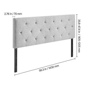 Letto matrimoniale confortevole con altezza regolabile, testiera imbottita trapuntata a rombi, dimensioni W 56.3 x H (35.6-47.4) pollici - Product Image 5