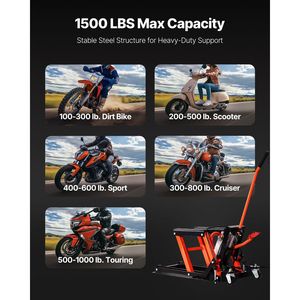 Sollevatore a martinetto per moto da 1500 libbre con martinetti a trasmissione idraulica e pneumatica a 2 ruote per bici - Product Image 5