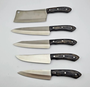 LEGACY BLADES Premium 5-Piece Handmade High Carbon Steel Chef <b>Knife</b> <b>Set</b> Straight Edge Ambidextrous Design Custom Wooden Handle - Product Image 1
