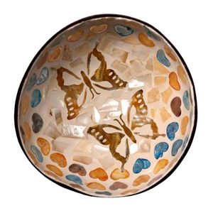 Cuenco de Coco Minimalista Moderno - Incrustaciones de Mosaico de Perlas - Elegante Artículos de Lacado Vietnamita - Product Image 2