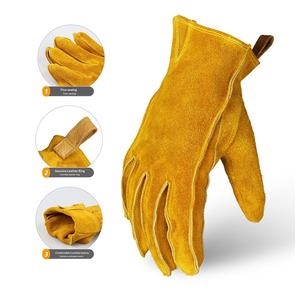 OEM Classic X-Small Leather Gardening Gloves for Men Women Work Safety Latex Coating Natural <b>Yellow</b> Waterproof - Product Image 2