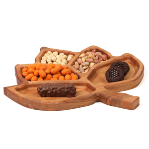 Wood Dry Fruit Tray High Food Plate <b>Square</b> Multi-Functional Serving Platter Rustic Design Handcrafted Snack Display Trays - Product Image 5