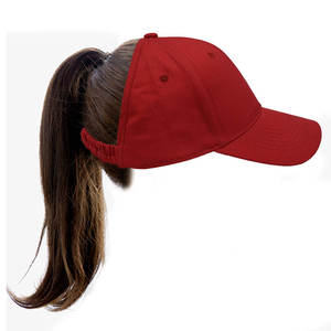 Red Ponytail <b>Baseball</b> <b>Cap</b> 3D Embroidery Logo Unisex Leather Adjustable Breathable Casual Outdoor Spring Summer Adult - Product Image 2