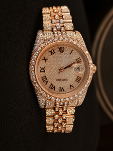 Reloj de Pulsera Automático para Hombre, Estilo Hip Hop, con Esfera Bicolor, Chapado en Oro y Plata, con Incrustaciones de Diamantes Moissanite - Product Image 3