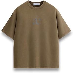 เสื้อยืดคอกลมโอเวอร์ไซส์แขนสั้นผ้าฝ้ายพิมพ์ลายตัวอักษรด้านหน้าสไตล์ลำลองสำหรับผู้ชายทรงพอดีตัวความยาวปกติ - Product Image 1