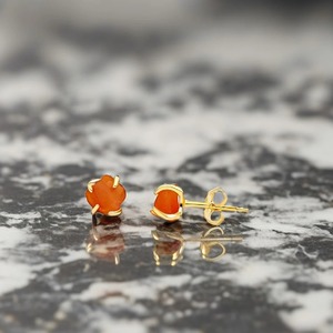 5-7mm Genuine Carnelian Gemstone <b>Stud</b> Earrings Classic 925 Sterling <b>Silver</b> Jewelry Gold Plating Handmade July Birthstone Gift - Product Image 3