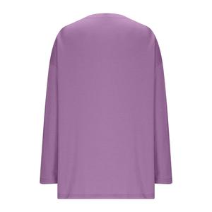 เสื้อผู้หญิงวัยรุ่น ไซส์พลัส คอกลม แขนยาว ลำลอง สีพื้น ทรงหลวม ผ้าโพลีเอสเตอร์ทอ 100% - Product Image 6