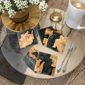 Posavasos Cuadrados de Madera al por Mayor, Alfombrillas de Resina Epoxi con Aislamiento Térmico, Almohadillas de Madera y Bambú, Almohadillas Modernas de Nogal de Lujo para Uso en la Cocina - Product Image 3