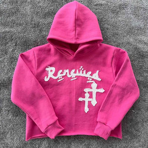 Sudadera con capucha personalizada con estampado puff, bordado desgastado, cierre de cremallera, unisex, 100% algodón, 450GSM, forro polar, invierno - Product Image 1