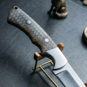 Handcrafted Stainless Steel Fixed <b>Blade</b> <b>Knife</b> with Honeycomb Pattern Handle-Outdoor Camping & Collectible OEM Ready to Ship - Product Image 4