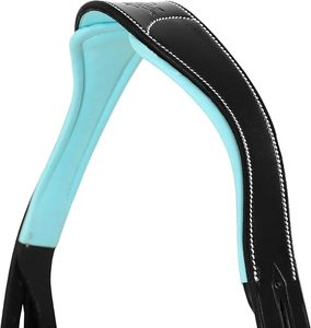 Bridon de cheval personnalisé haut de gamme avec frontale en cristal bleu et sangle de nez de créateur, couronne anatomique avec rembourrage bleu ciel - Product Image 4