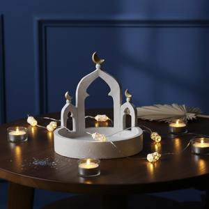 Plateau en céramique blanche de qualité supérieure, idéal pour servir des collations, des friandises et des décorations pour la maison pendant le Ramadan et l'Aïd, provenant d'Inde. - Product Image 3