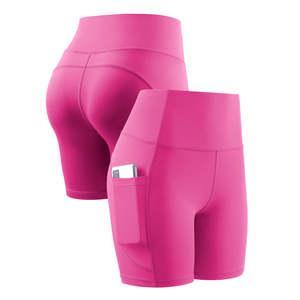 Shorts de yoga taille haute super tendance avec effet froncé aux fesses et poche, ultra-extensibles, pour le fitness, la gym, l'entraînement et les activités sportives - Product Image 1