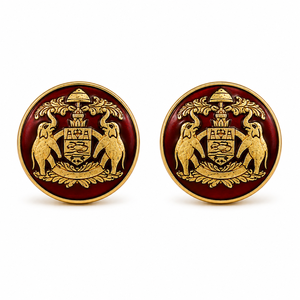 Gemelos Vintage con Escudo Real Esmaltado, Bañados en Oro, con Diseño de Elefante y Escudo de Armas, para Hombre, para Bodas y Eventos Formales - Product Image 2