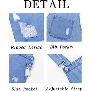 Ropa de trabajo de verano para hombre 2025, mono holgado, pantalones vaqueros rasgados desgastados, babero, Tirantes ajustables, pantalones cortos de mezclilla bordados - Product Image 4