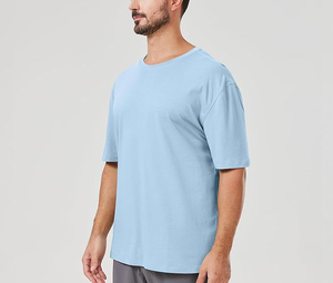T-shirt en coton épais pour homme OEM, couleur unie, tee-shirt vierge, logo personnalisé, manches courtes, streetwear basique, qualité supérieure - Product Image 1