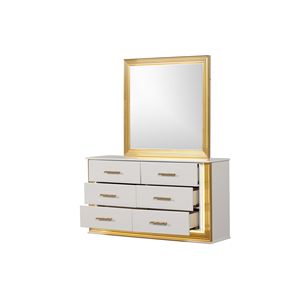 Commode contemporaine à 6 tiroirs en bois et finition dorée Meubles de chambre élégants - Product Image 2