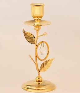 Candelabro de Metal Dorado con Diseño de Hojas y Detalles de Cristal, Forma Redonda, Decoración para el Hogar - Product Image 6