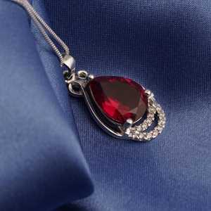 <b>Ruby</b> Teardrop Pendant 925 Sterling Silver July Birthstone Pendant Elegant Handmade Jewelry Gift For Her - Product Image 3