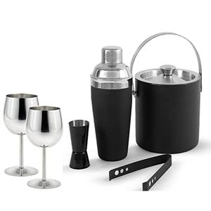 Juego de Bar Moderno y Minimalista de 8 Piezas, Kit de Barman de Acero Inoxidable Negro Mate con Cubitera de Doble Pared y Juego de Vasos para Fiestas - Product Image 4