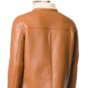 Chaqueta Varsity de Nylon Marrón para Hombre, Marca Afernon Industry, con Forro de Piel Sintética, Cuello Alto, Cierre de un Botón, Estilo Motero, Resistente al Viento, para Invierno - Product Image 2
