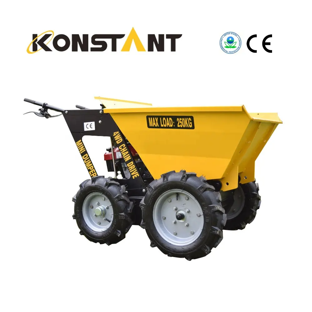 Loncin mesin bensin hidrolik, kapasitas beban 250kg kekuatan Barrow Mini Wheel Dumper