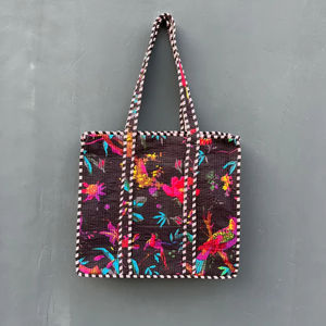 Bolso Tote Acolchado de Algodón con Estampado de Jungla, Estilo Boho, Forma de Cubo, Correa para el Hombro y Capacidad de 1-1.9L - Product Image 1