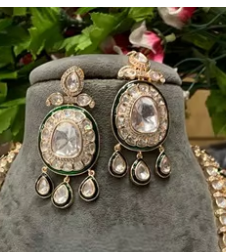 Ensemble collier et boucles d'oreilles élégants en laiton plaqué or de haute qualité pour mariage, fête, cadeau, fiançailles, pour femmes - Product Image 2