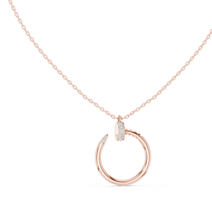 Rose <b>Gold</b> Circular Pendant Necklace with Diamond Accents | Elegant Modern Women's Luxury Jewelry Gift - Product Image 1