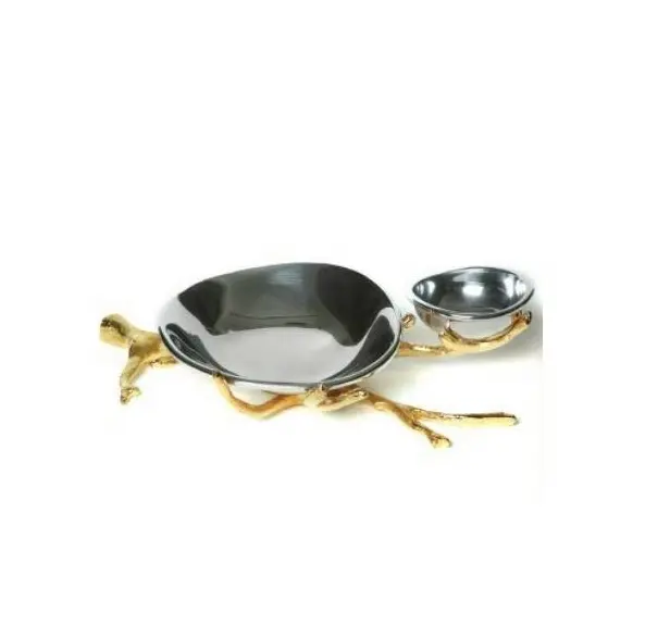 Bol de créateur en métal artisanal indien, bol en acier et en laiton fait à la main en métal pour la décoration