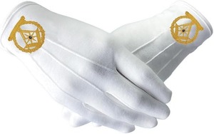 Freemason <b>White</b> Cotton Gloves Freemasonry Regalia Accessory Fabric type Cotton Machine Embroidered - Product Image 4