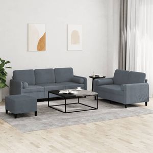 Juego de Sofás de Terciopelo Gris Oscuro 100% Poliéster para Sala de Estar con Textilene Metálico y Madera Contrachapada - Product Image 1