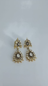 Premium Fashion Earing Plated <b>Blue</b> Meenakari Kundan Dangle <b>Earrings</b> Luxury Bridal Fashion Jewelry - Product Image 4