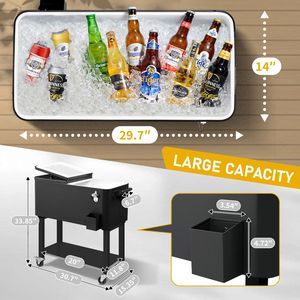Frigorifero portatile da 80 litri con ruote, motivo leopardato, in metallo, con vassoio inferiore e apribottiglie, ideale per feste in patio - Product Image 2