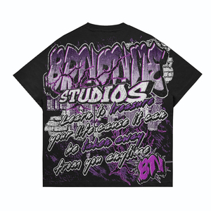 T-shirt graphique surdimensionné pour hommes, imprimé intégral, streetwear, coton, style hip-hop, mode décontractée, OEM, vente en gros personnalisée - Product Image 3