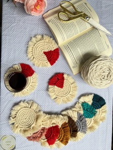 Handmade Dual Color Macrame <b>Coasters</b> Decorative Table Mats Perfect for Gifting Home Decor and Everyday Use <b>Heat</b> Mats - Product Image 6