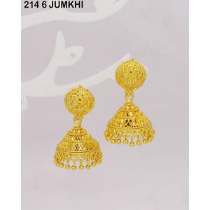 Juego de pendientes colgantes chapados en oro de nuevo diseño tradicional indio, pendientes Jhumka chapados en oro, joyería para mujer, ropa de exportadores - Product Image 5