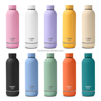 Botol Air Stainless Steel 500ml Dinding Ganda Vakum Terisolasi dengan Tutup Pegangan, Mulut Lebar, Desain Sporty Portabel, Gaya Amerika untuk Berkemah