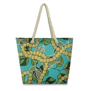 กระเป๋าถือเชือกป่านลายต้นฮาวายอันอันอันโธปสำหรับผู้หญิง พิมพ์ตามสั่ง ดรอปชิป กระเป๋าหิ้วชายหาดสุดหรูสำหรับสาวๆ - Product Image 2