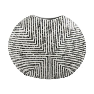Jarrón Decorativo de Lujo Redondo de Madreperla, Diseño de Rayas Negras para Interiores Modernos - Product Image 4