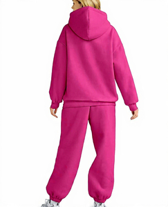 Conjunto Deportivo Oversize de 2 Piezas para Mujer, Sudadera con Capucha y Cordón Ajustable, Bolsillo Frontal, Pantalones Deportivos con Puños Elásticos, Felpa de Algodón, Estilo Urbano 2026 - Product Image 6