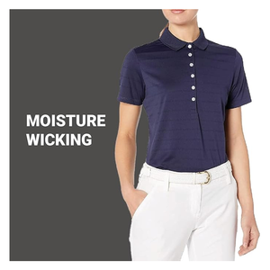 Women's <b>Light</b> <b>Blue</b> Short Sleeve <b>Polo</b> <b>Shirt</b> Solid Color Knitted Breathable Casual Style Regular Length - Product Image 3