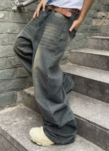 Pantalon Harem en Denim Délavé pour Homme, Coupe Ample, Taille Mi-Haute, Déchiré, Style Hip-Hop, Streetwear, Idéal Printemps - Product Image 6