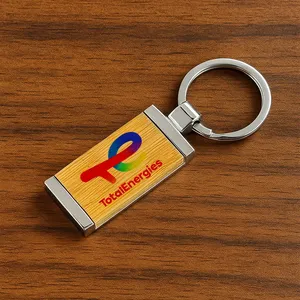 Porte-clés rectangulaires en bambou et métal 32 mm – Accessoire élégant pour autocollants et skins - Product Image 2