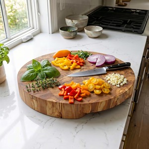 Planche à découper en bois d'acacia premium, double face, ronde, pour fruits et légumes - Product Image 4